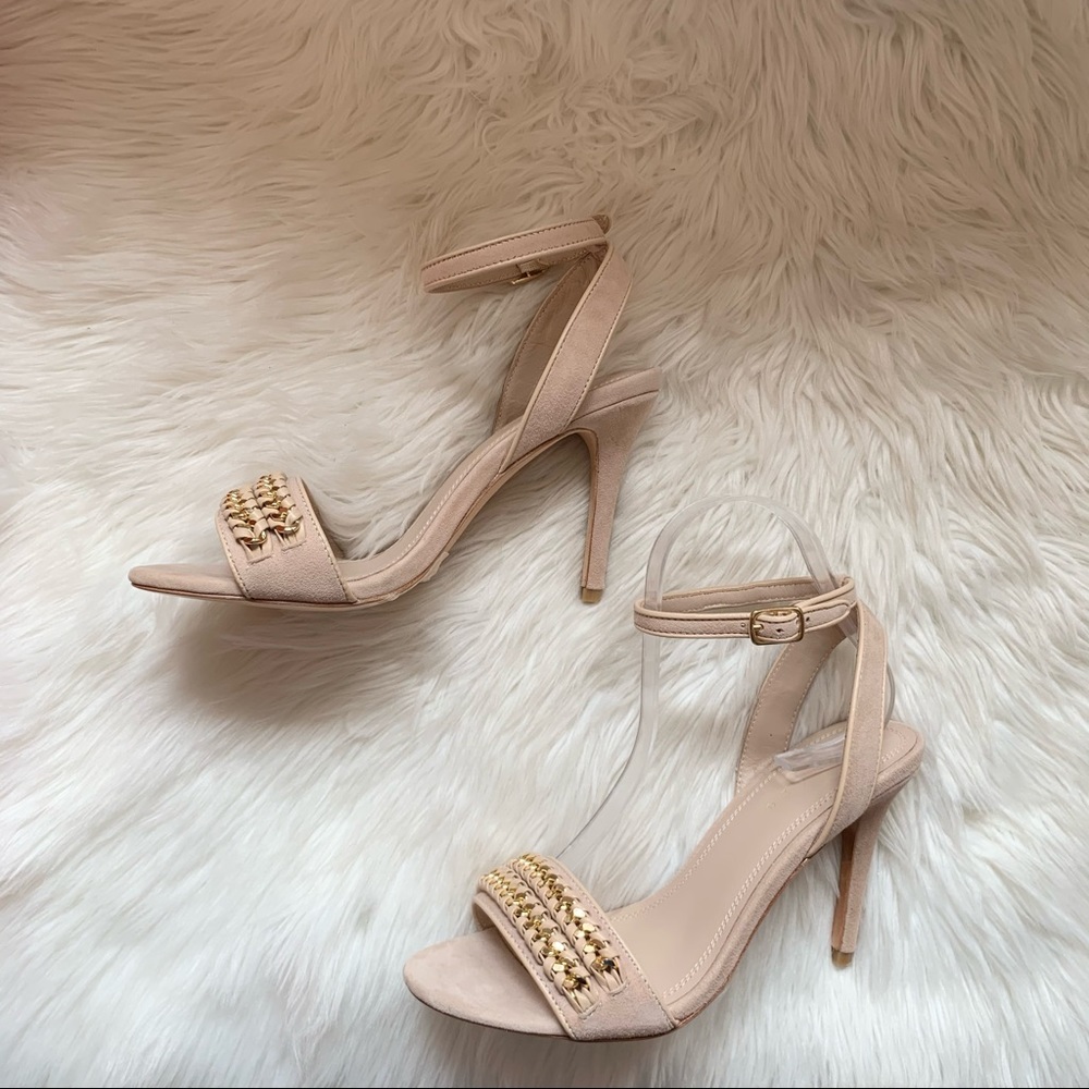 *SOLD* New! SANDRO Paris Nina Chain Tan Suede Sandals - Picture 5 of 14